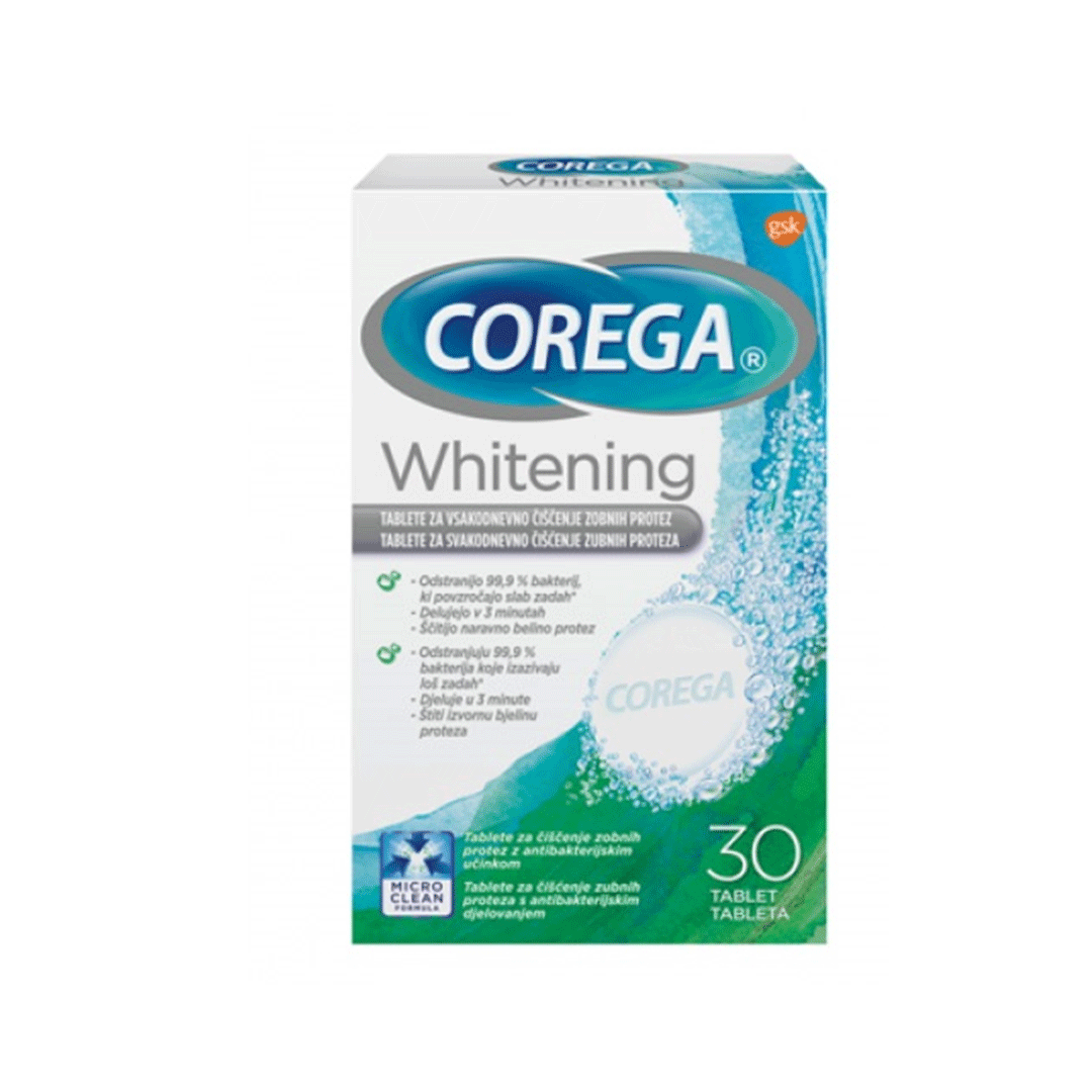 COREGA Whitening tablete za svakodnevno čišćenje zubnih proteza a30