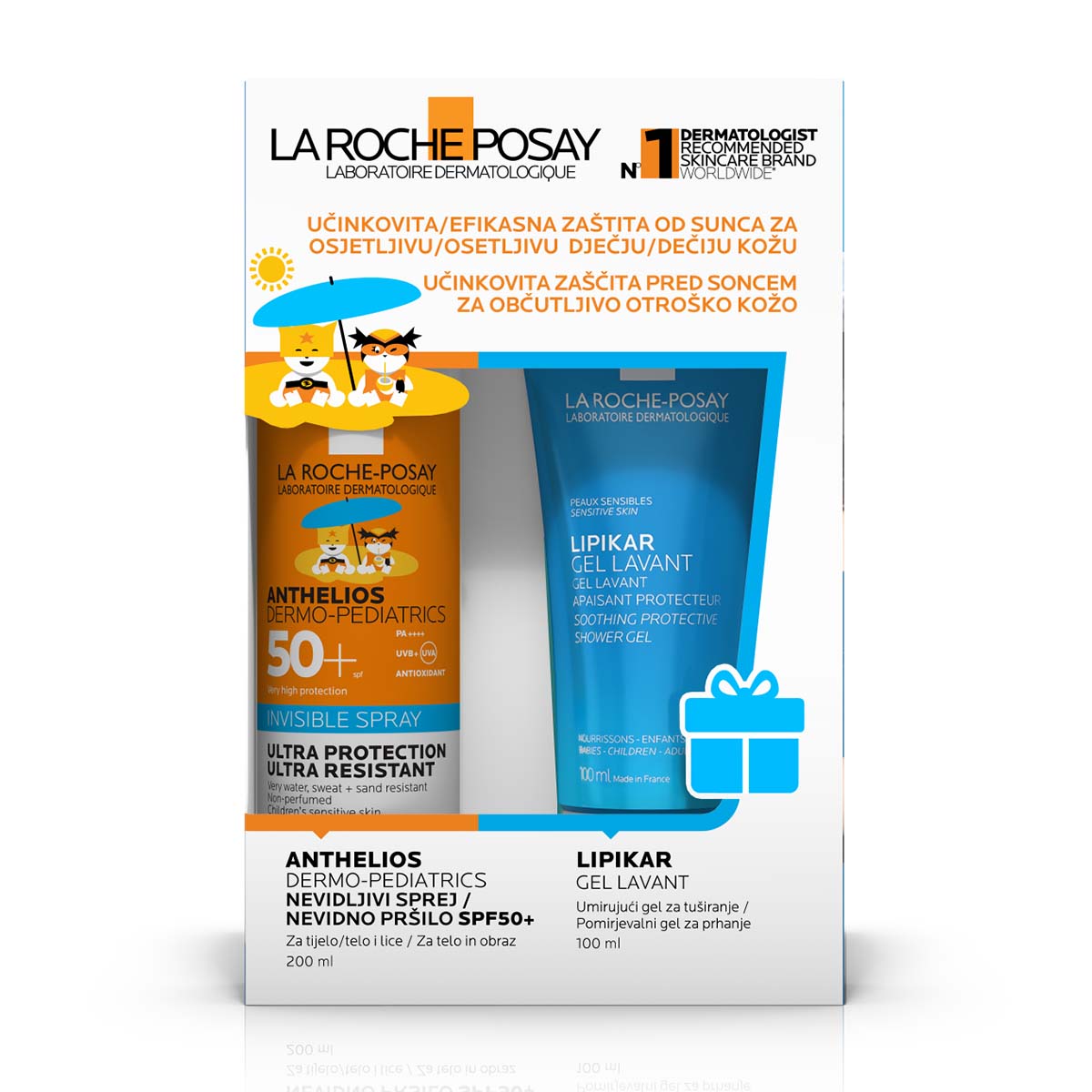 La Roche-Posay Anthelios Dermo Pediatrics Nevidljivi sprej za zaštitu od sunca za djecu 200ml + Lipikar gel Lavant 100ml PROMO