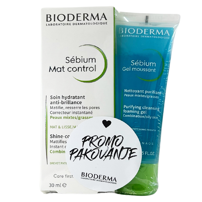BIODERMA Sebium Mat Control 30ml+Sebium Pjenušavi gel 45ml PROMO