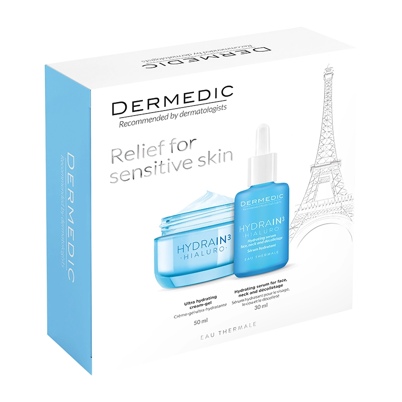 DERMEDIC Hydrain3 set (Hidratantni serum 30ml+Okoloočna krema 15ml+Krema za dubinsku hidrataciju 2,5ml)