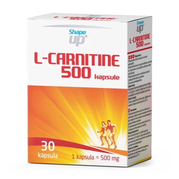 Shape up L-CARNITINE 500mg 30 kapsula, Povećava tonus srčanog mišića, poboljšava funkciju kardiovaskularnog sistema