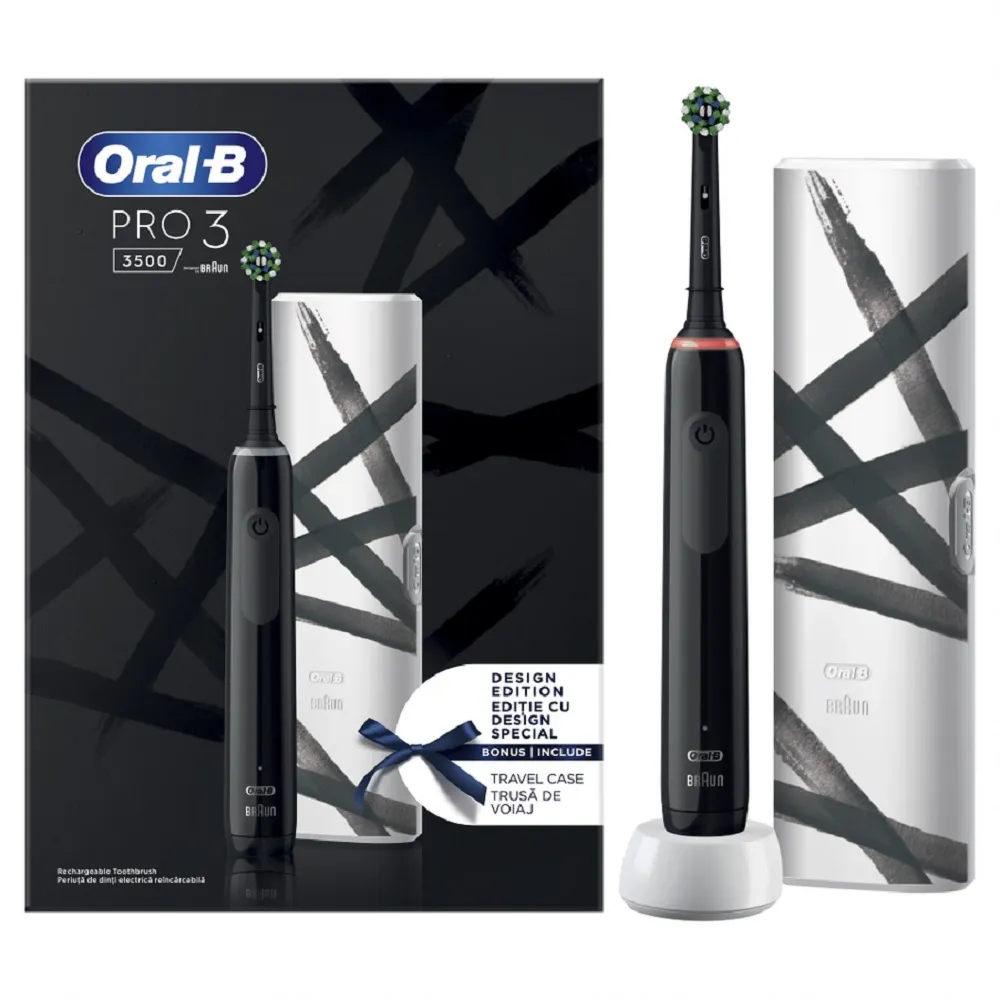 ORAL B Pro 3 Black 3500 električna četkica za zube + Putna torbica