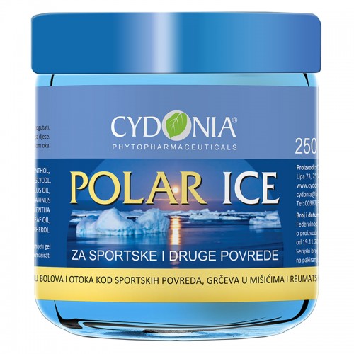 CYDONIA Polar Ice Gel 250ml, Smanjuje grčeve u mišićima, bolove i otoke usljed edema i podliva.
