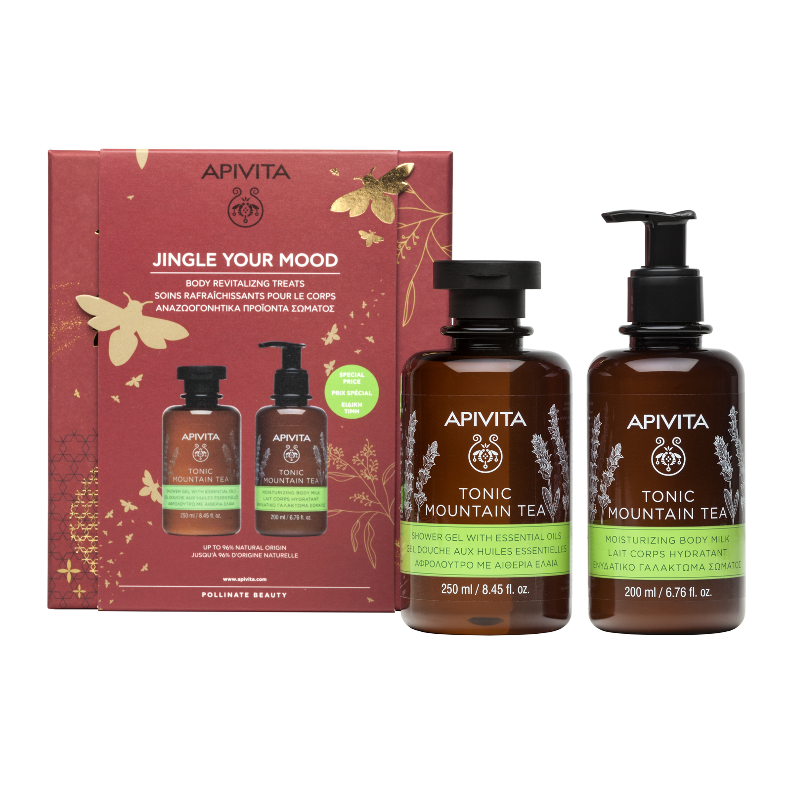 APIVITA Mountain Tea Gel za tuširanje 250ml+Mlijeko za tijelo 200ml PROMO SET
