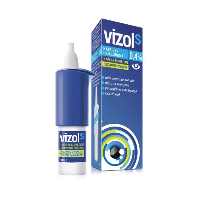 VIZOL S 0,4% umjetne suze u kapima 10ml,Namijenjene za ublažavanje težih smetnji suhog oka