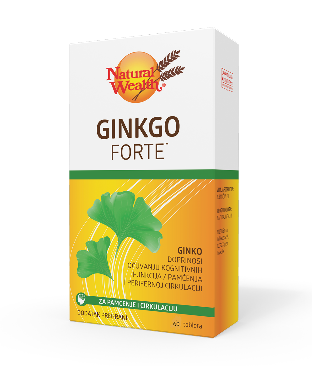 NATURAL WEALTH GINKGO FORTE 60 tableta, Dodatak prehrani za bolje pamćenje