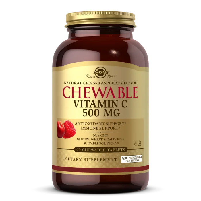 SOLGAR Vitamin C 500mg tablete za žvakanje s ukusom maline a90
