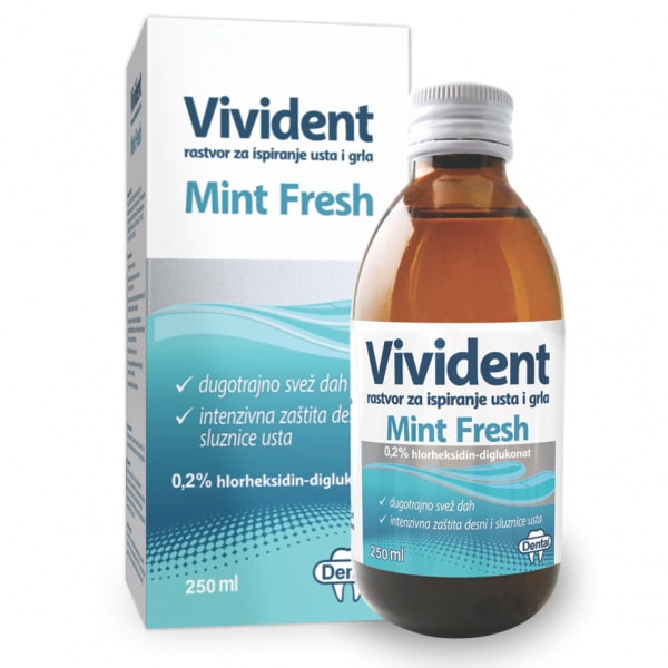VIVIDENT Mint Fresh rastvor za ispiranje usta i grla 250ml